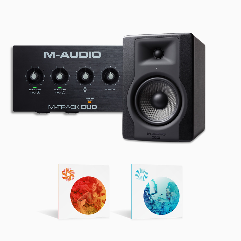 [한정수량] M-Audio M-Track Duo USB Audio Interface x M-Audio BX5 D3 (1통) 5인치 Powered Studio Reference Monitor x iZotope Ozone Elements (v9) 또는 Nectar Elements (v3)
