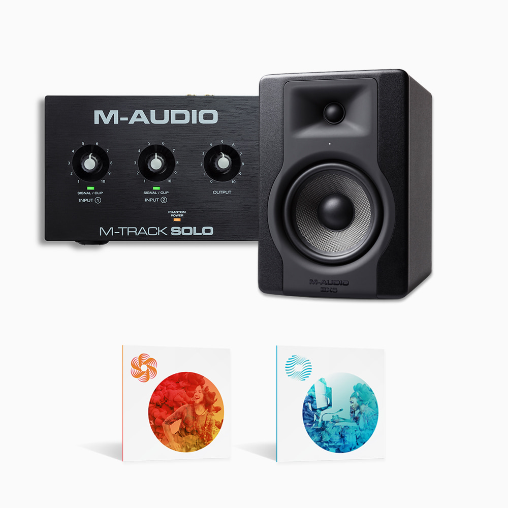 [한정수량] M-Audio M-Track Solo USB Audio Interface x M-Audio BX5 D3 (1통) 5인치 Powered Studio Reference Monitor x iZotope Ozone Elements (v9) 또는 Nectar Elements (v3)